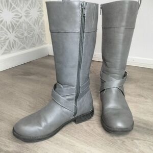 Girls Grey Tall Riding Boots